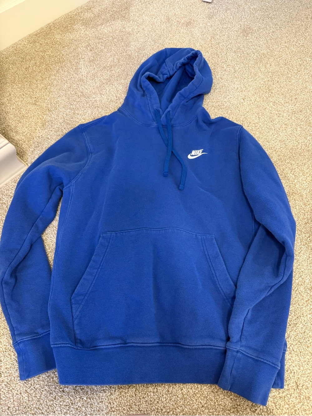 Nike Royal Blue Pullover Hoodie with White Swoosh